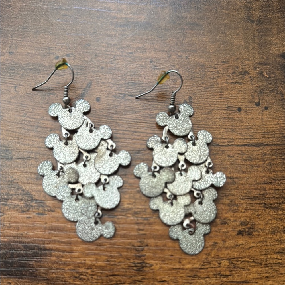 Silver Mickey Mouse Chandelier Earrings